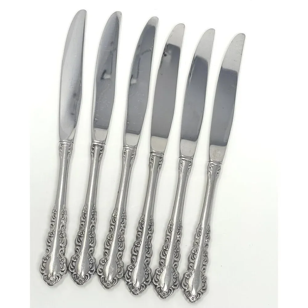 Oneida Shelley Cube USA Stainless Modern Hollow Dinner Knives 9 1/8” Set Of 6